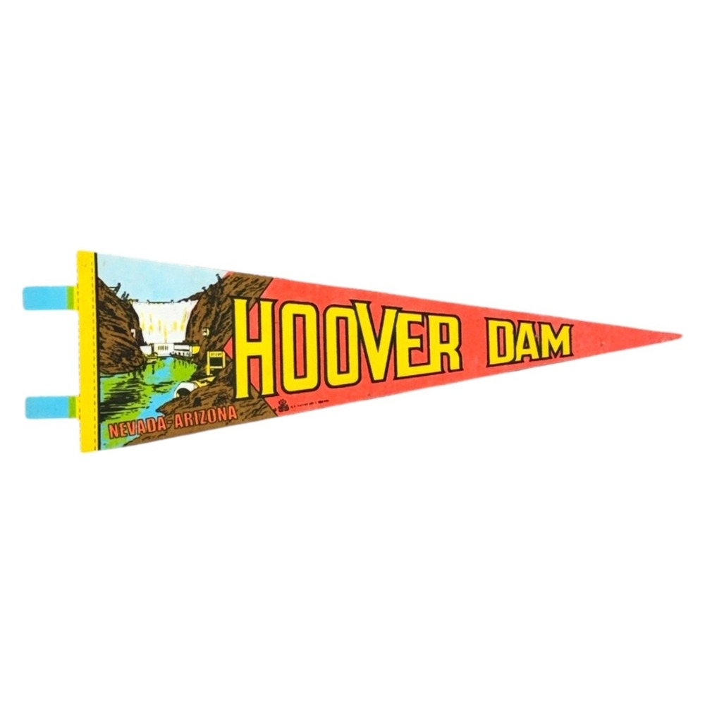 Vintage Hoover Dam Nevada Arizona Felt Souvenir Pennant Flag Collector 14‎ in